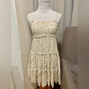 Aeropostal yellow and white floral dress XS